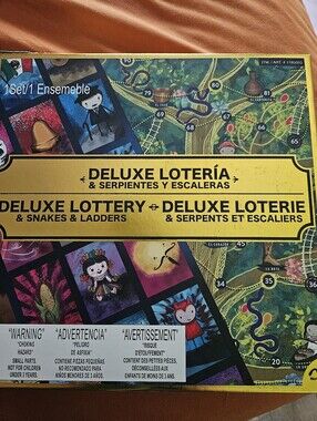 NIB Deluxe Lotería & Snakes & Ladders Game - Colorful Yellow Box